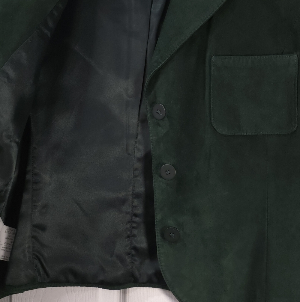 DANIER Green Suede Leather Blazer Jacket - Soft as Butter - Size L Quiet Lux - Picture 9 of 9